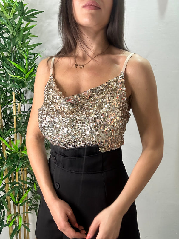 Top paillettes sciallato oro