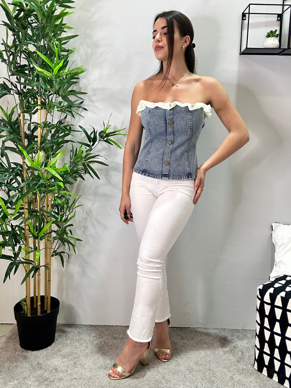 Jeans bianco a trombetta 3243