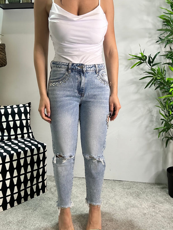 Jeans con applicazioni H1615